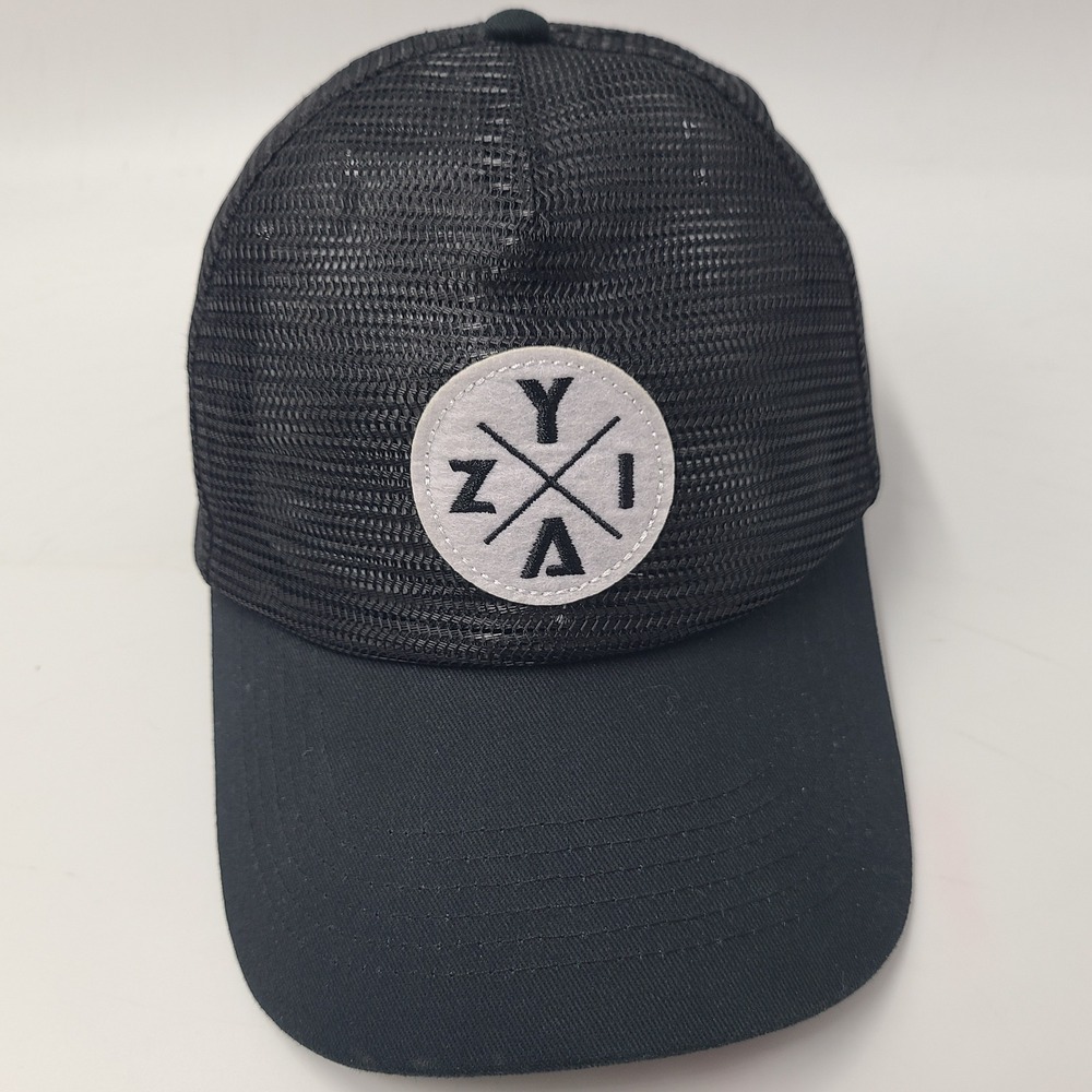 Zyia Active Hat Snapback (Fits Small) Trucker Full Mesh Black White Patch Casual